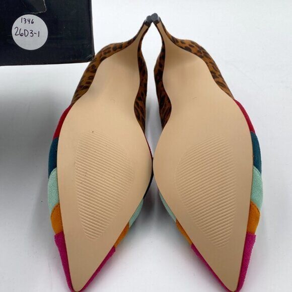 FOWT Women Kitten Heels Pumps High Heel Pointed Toe Pump Slip-on Rainbow Shoes - Picture 5 of 7